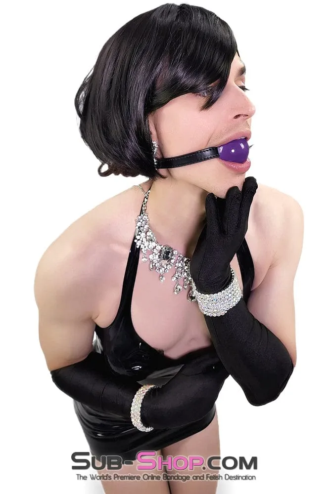 0833DL-SIS      Purple Rubber Ballgag on Black Strap