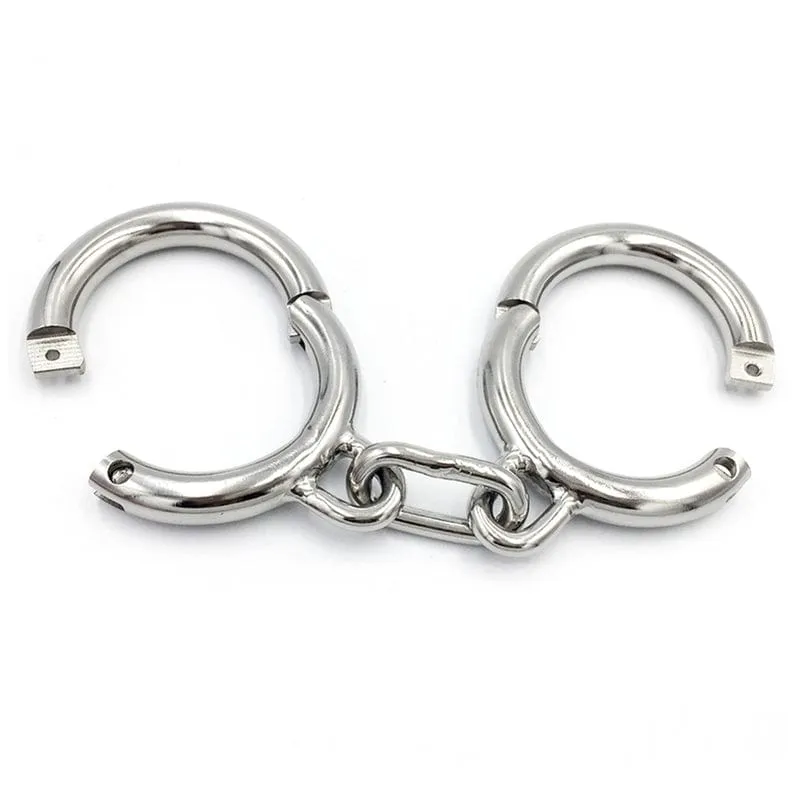 7187M      Heavy Bondage Stainless Steel Wrist Manacles. Small / Medium