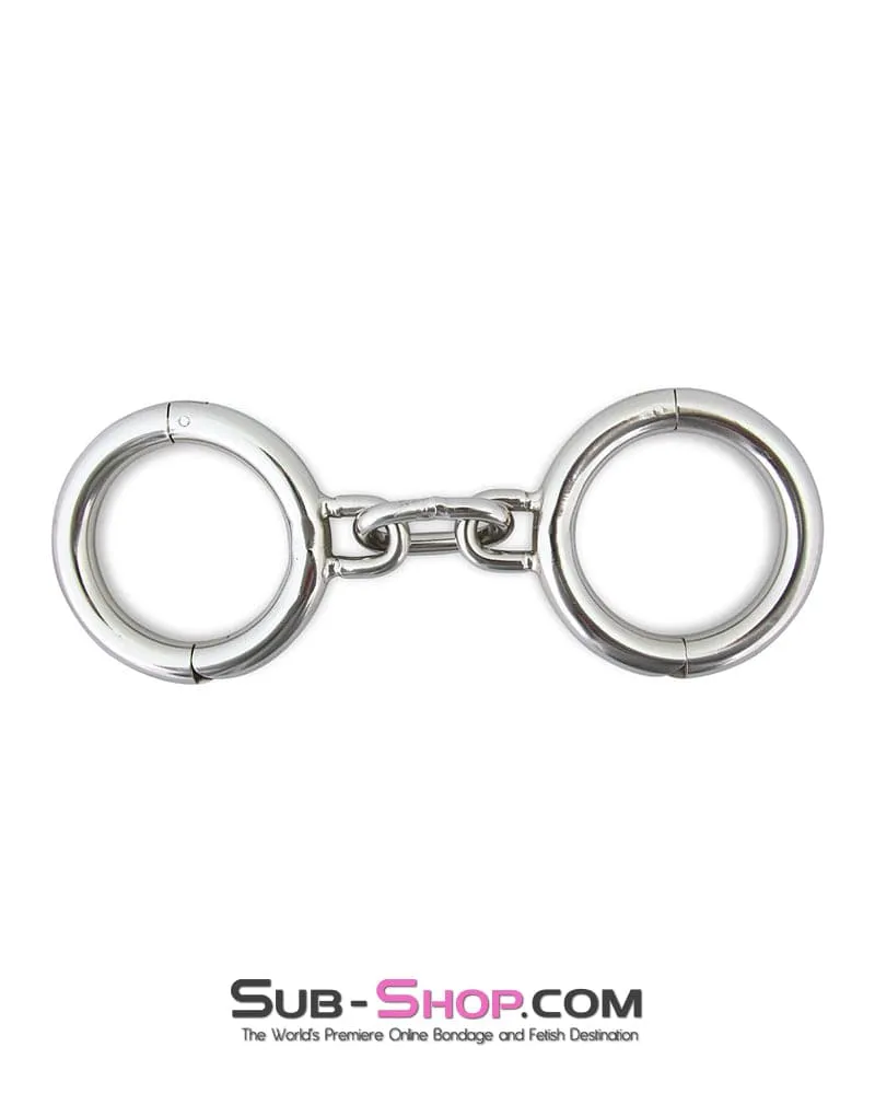 7187M      Heavy Bondage Stainless Steel Wrist Manacles. Small / Medium