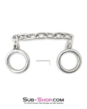 7245M      Heavy Bondage Stainless Steel Ankle Manacles. Large / Extra Large
