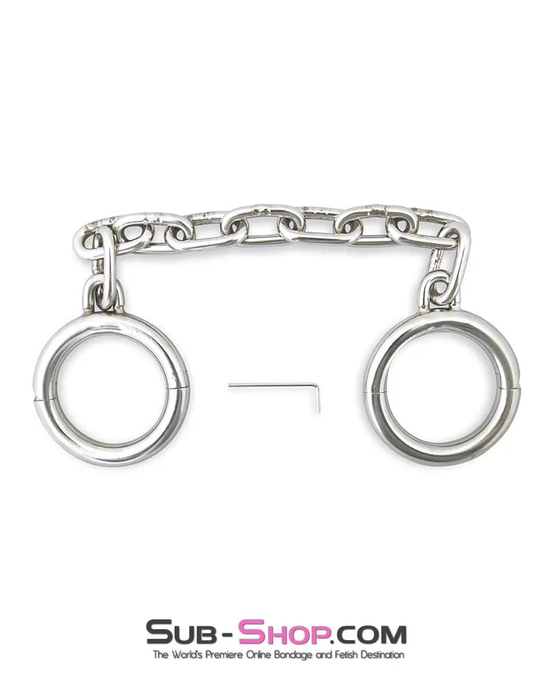 7245M      Heavy Bondage Stainless Steel Ankle Manacles. Large / Extra Large