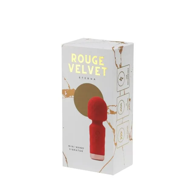 Aparat de masaj mini ROUGE VELVET Eterna. pentru corp și zonele intime. 10 funcții de vibrații ultra-puternice. roșu