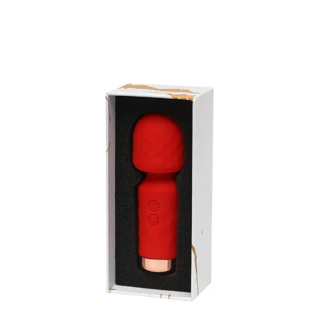 Aparat de masaj mini ROUGE VELVET Eterna. pentru corp și zonele intime. 10 funcții de vibrații ultra-puternice. roșu