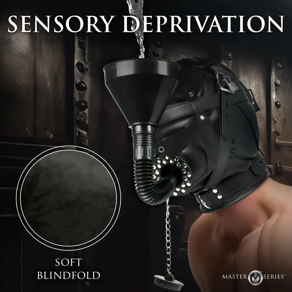 BDSM Degraded Sensory Deprivation Bondage Hood with Funnel