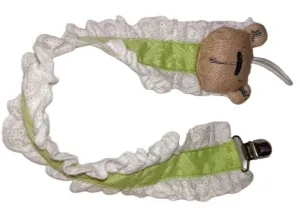 Bear Plush Ruffle Deluxe Pacifier Clip