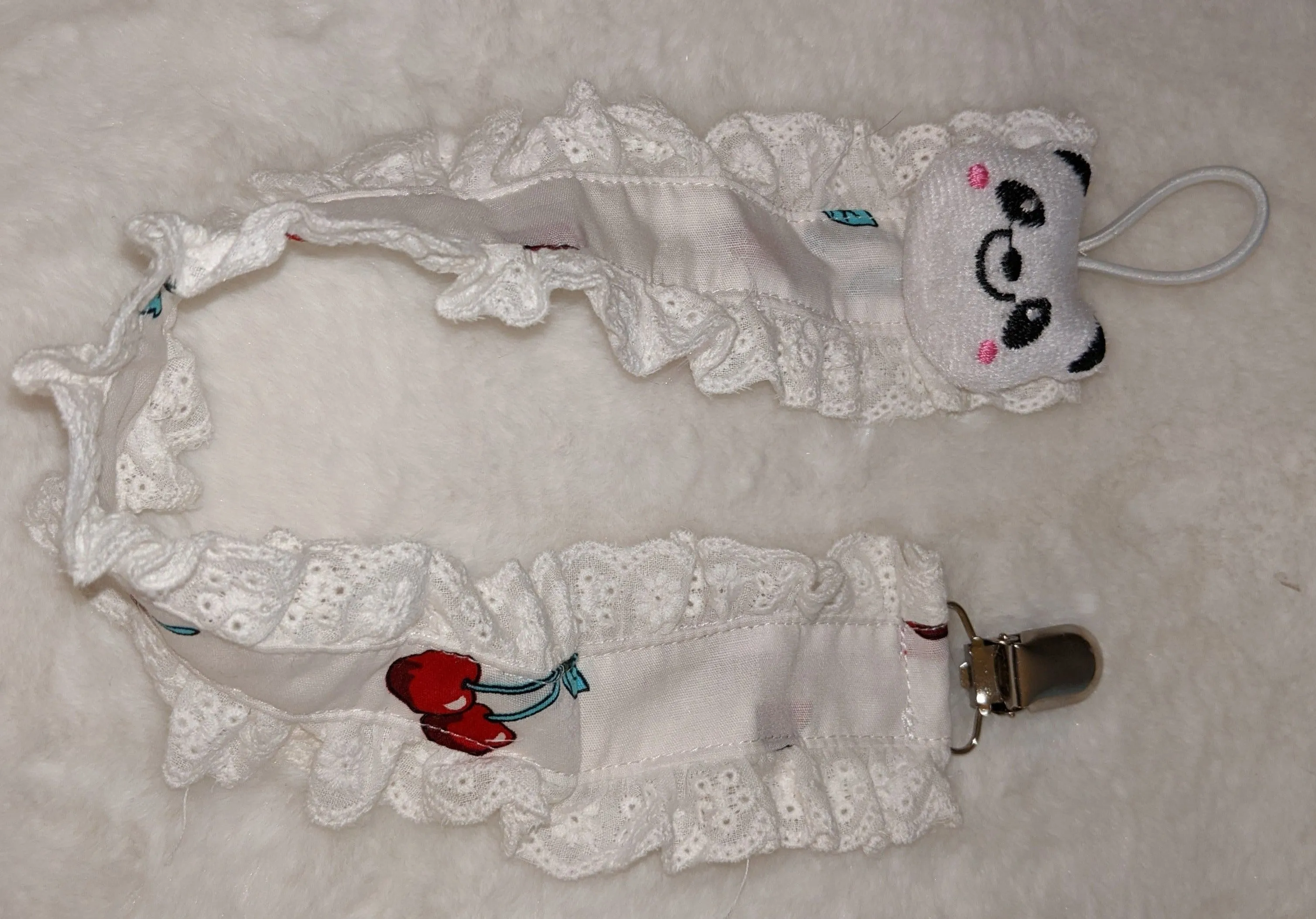 Bear Plush Ruffle Deluxe Pacifier Clip