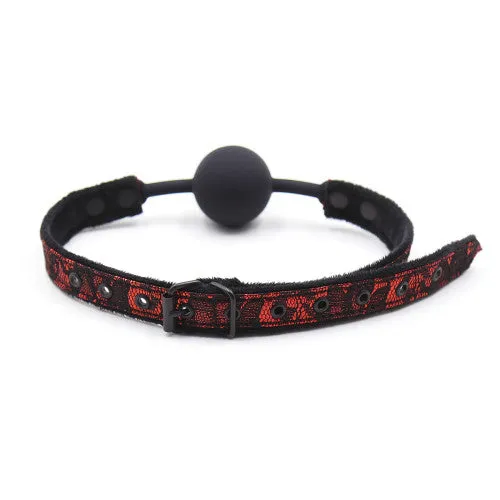 Black Ball Gag with Lacy Strap