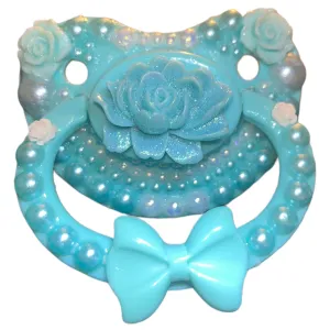 Blue Bow Hand Crafted Deluxe Pacifier