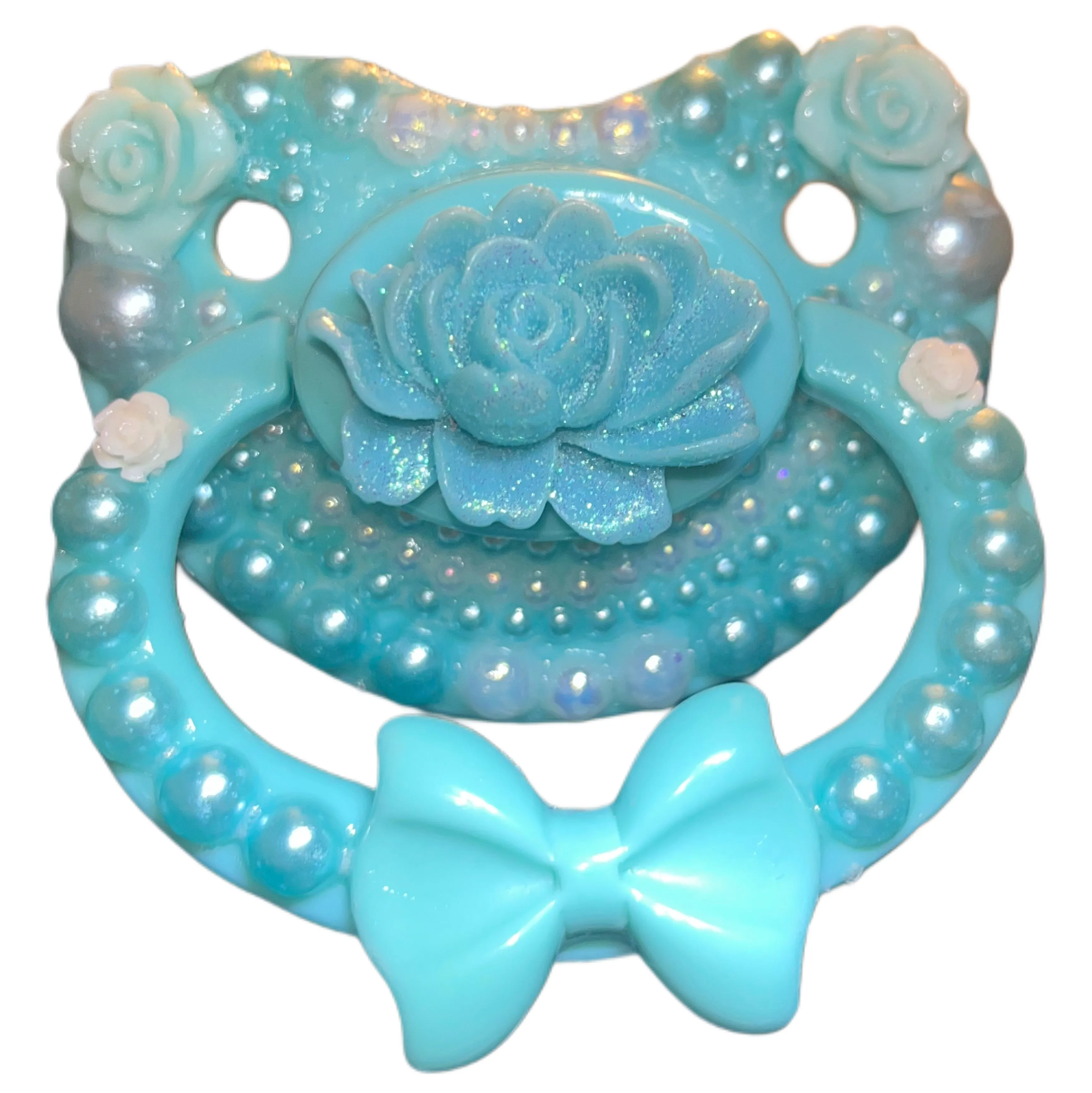 Blue Bow Hand Crafted Deluxe Pacifier