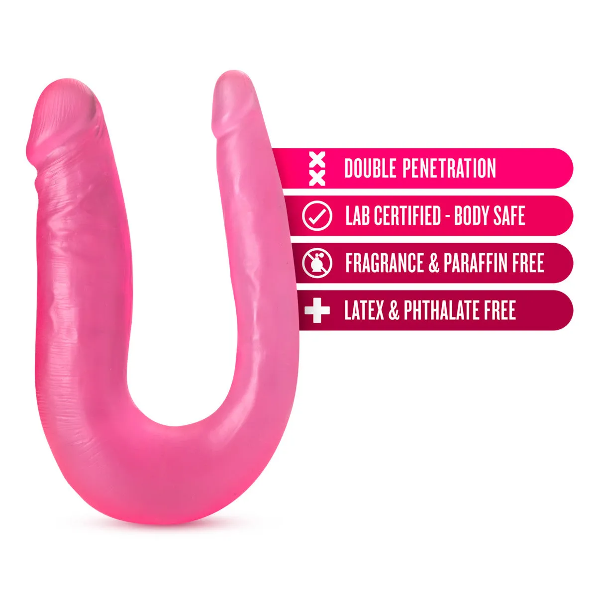Blush U-Shaped 12.5-Inch Long Pink Double Ended Dildo