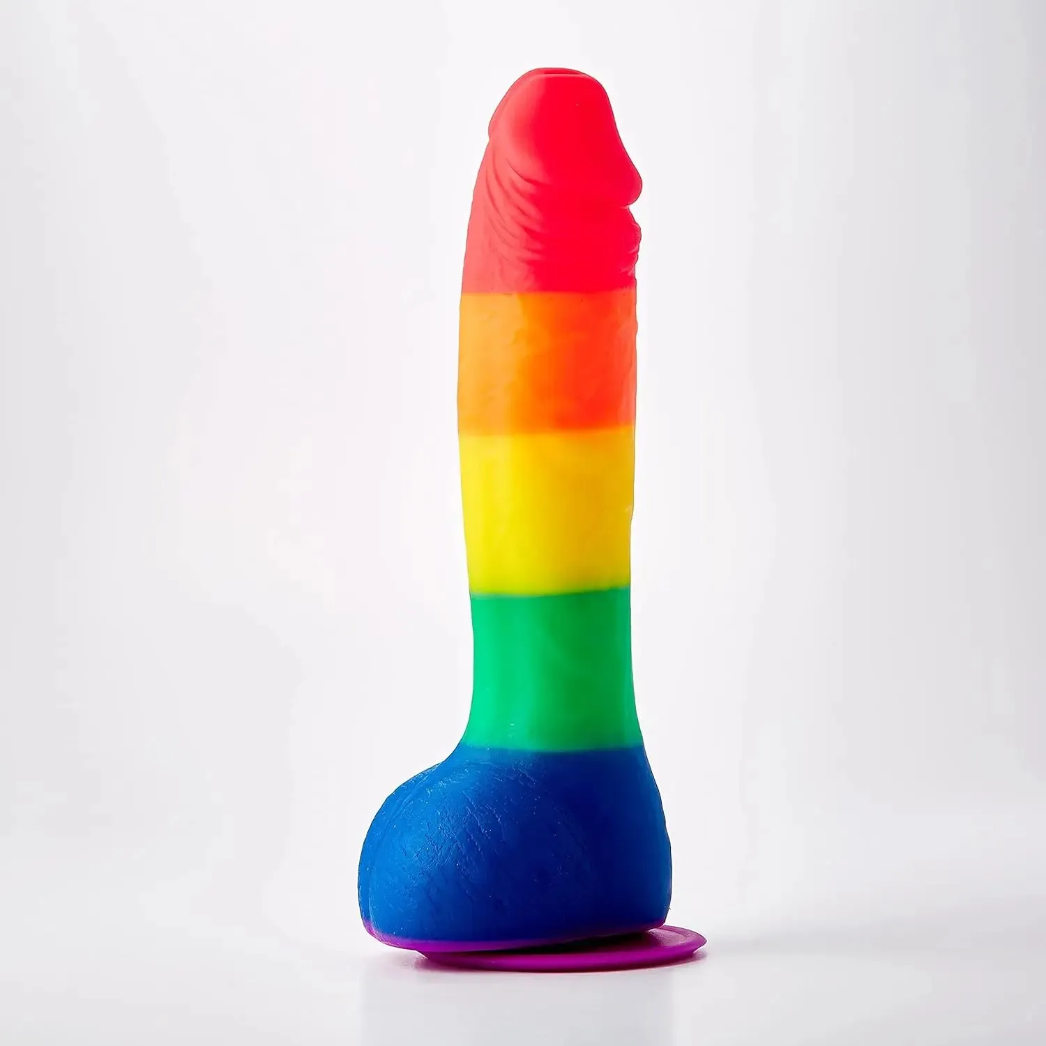 Body Safe Silicone Suction Cup Dildo Sex Toy Rainbow Pride Edition 8 in. Dildo