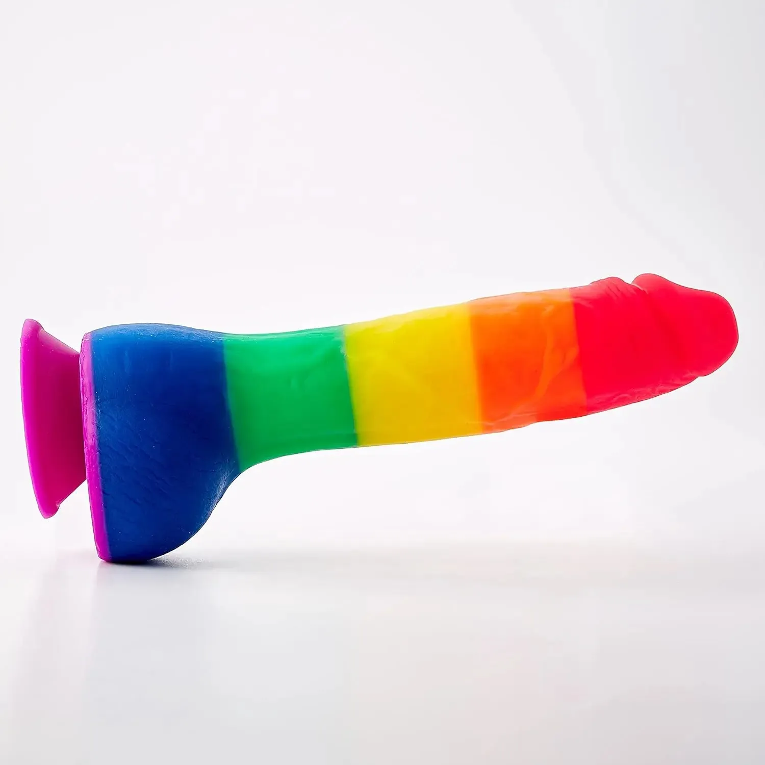 Body Safe Silicone Suction Cup Dildo Sex Toy Rainbow Pride Edition 8 in. Dildo