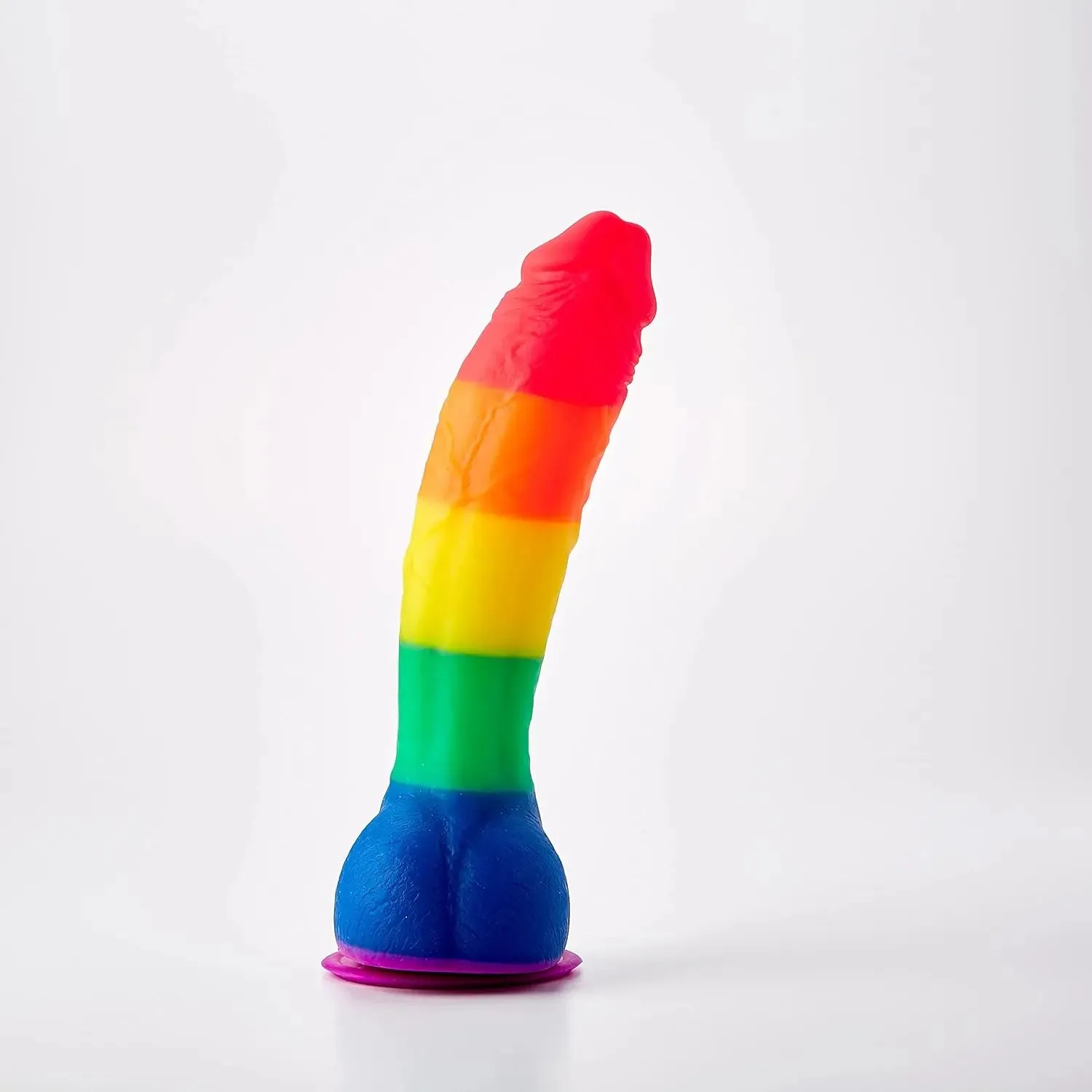 Body Safe Silicone Suction Cup Dildo Sex Toy Rainbow Pride Edition 8 in. Dildo