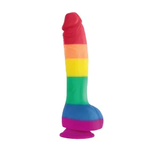 Body Safe Silicone Suction Cup Dildo Sex Toy Rainbow Pride Edition 8 in. Dildo