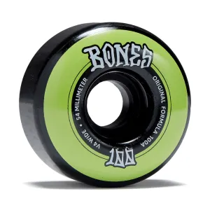 Bones 100s Wides 100a V4 Wide Skateboard Wheels - Black - 54mm