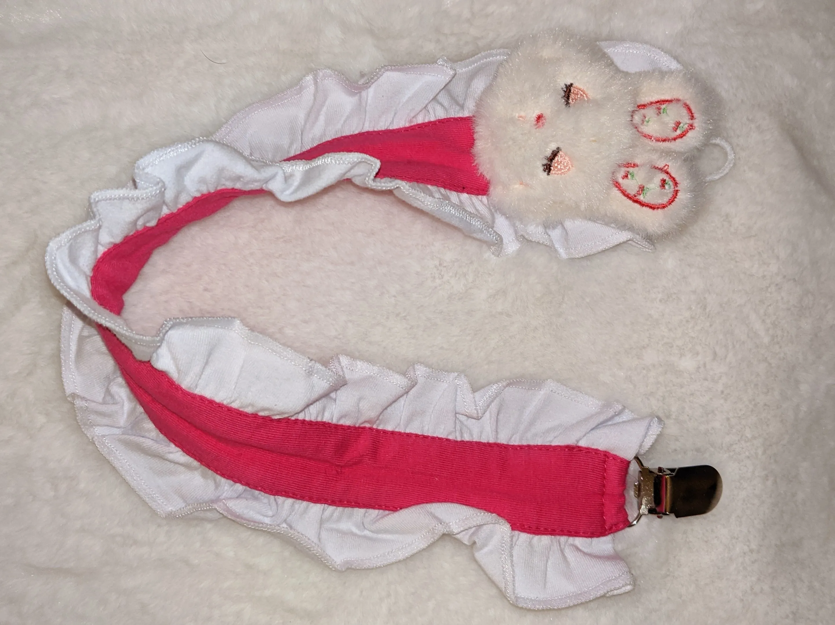 Bunny Plush Ruffle Deluxe Pacifier Clip