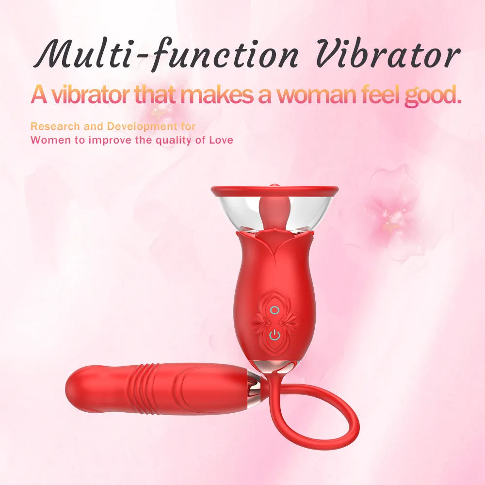 CrazyRose - Rose Toy with Tongue Licking & 3 Thrusting Vibrator