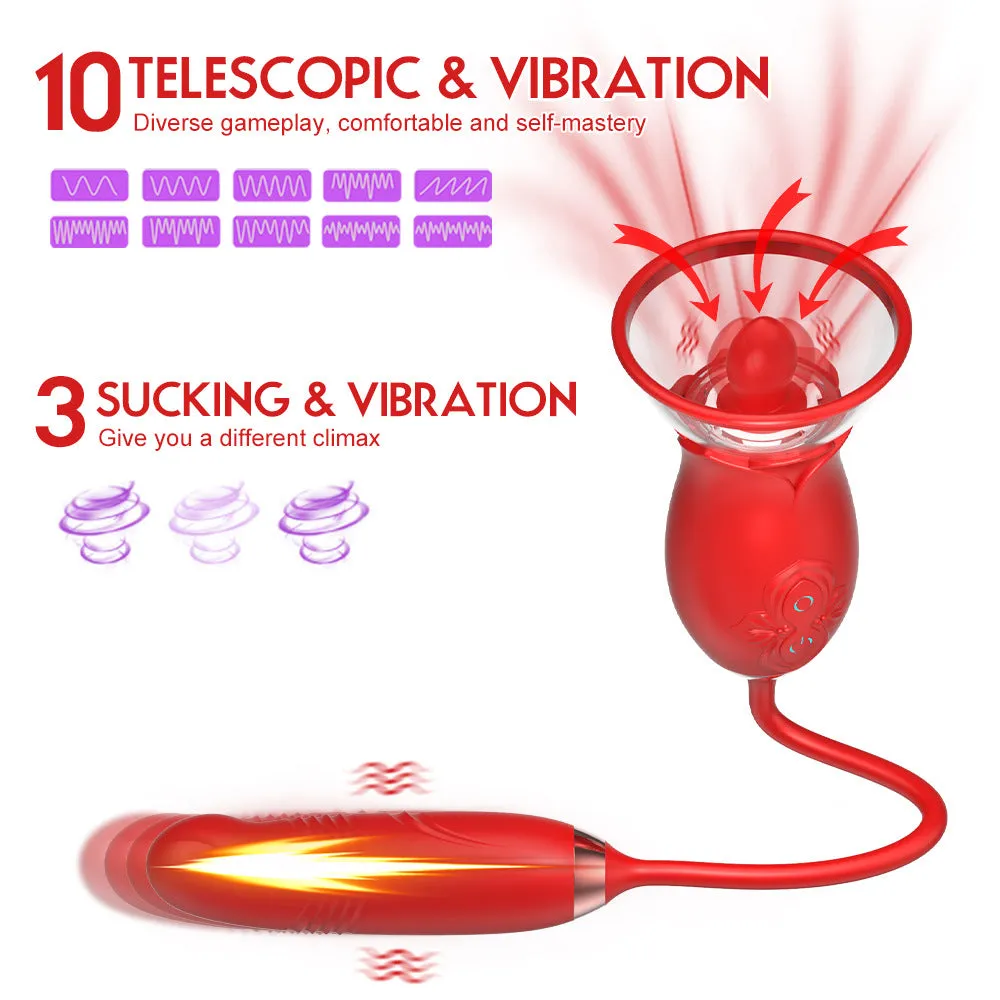CrazyRose - Rose Toy with Tongue Licking & 3 Thrusting Vibrator