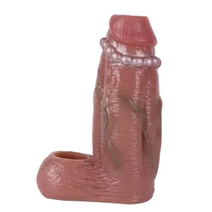 Crown Beaded Girth Realistic Cock Sleeve 6.1-Inch