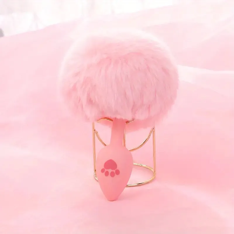 Cute Sexy Plush Pussy Tail Anal Plug Silicone Cat Paw Fox Tail Animal Tail