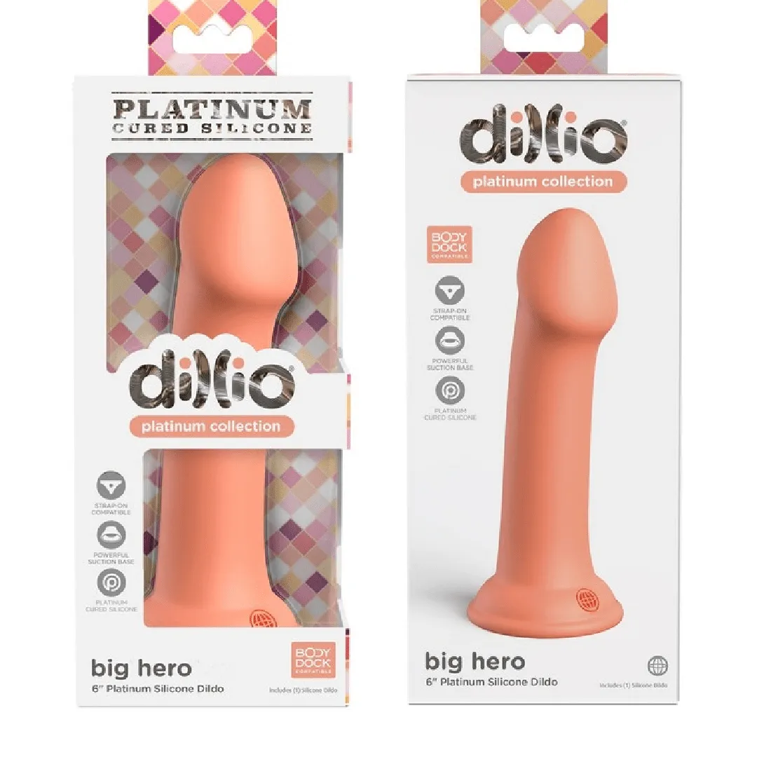 Dillio Platinum Big Hero 6 Inch Silicone Dildo - Peach