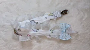 Easter Dinosaur Plush Ruffle Deluxe Pacifier Clip