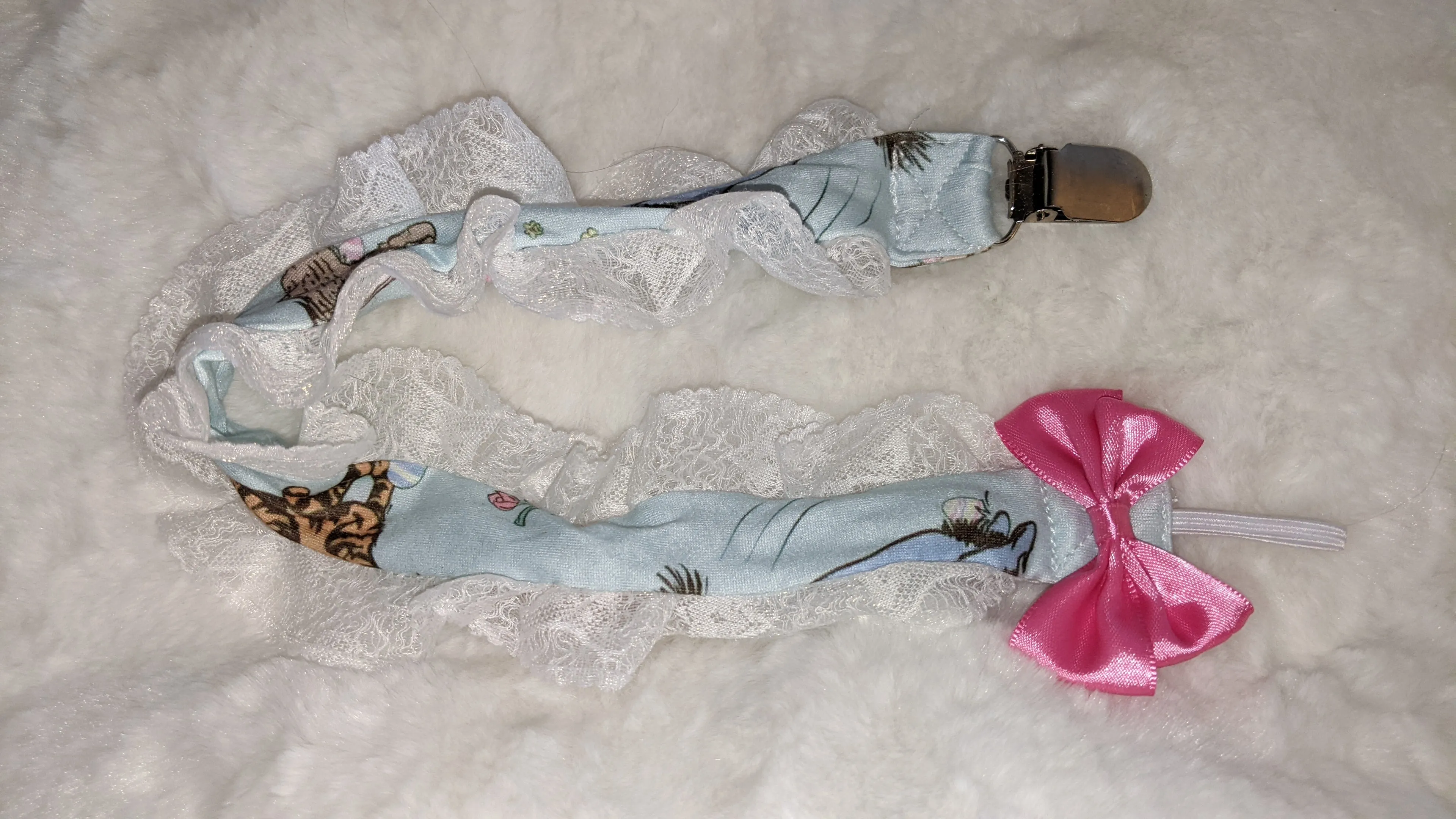 Easter Little Bear Plush Ruffle Deluxe Pacifier Clip