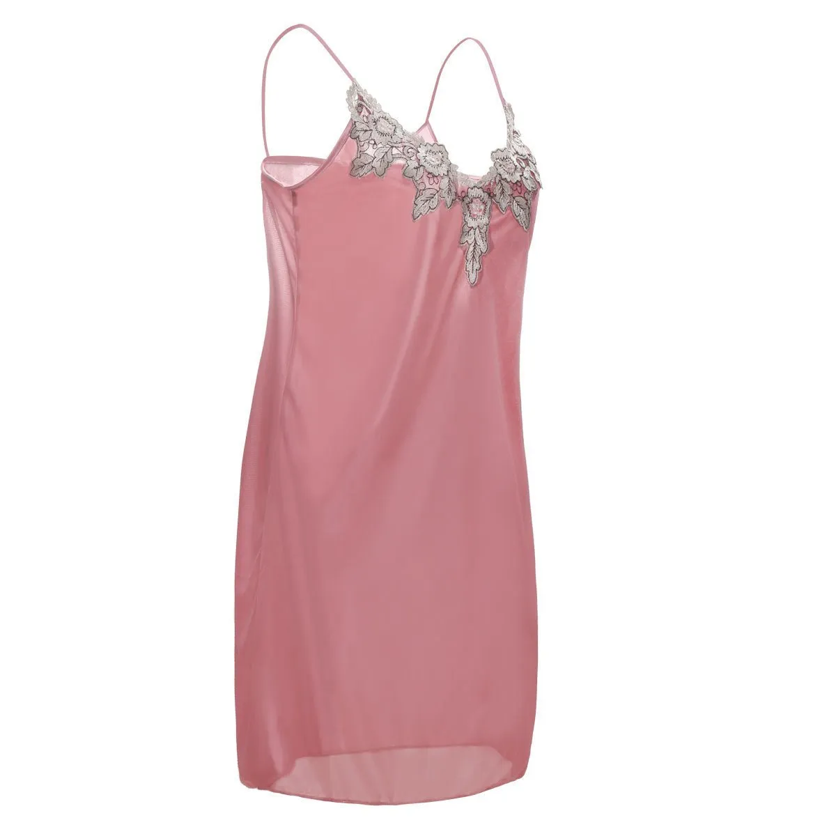 Embroidered Lace Ice Silk Camisole Nightgown 7188