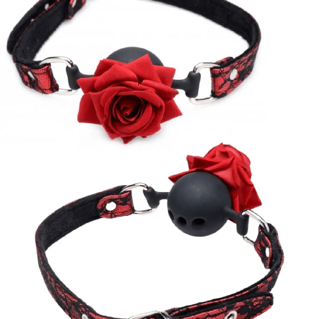 Full Bloom Silicone Ball Gag with Red Rose