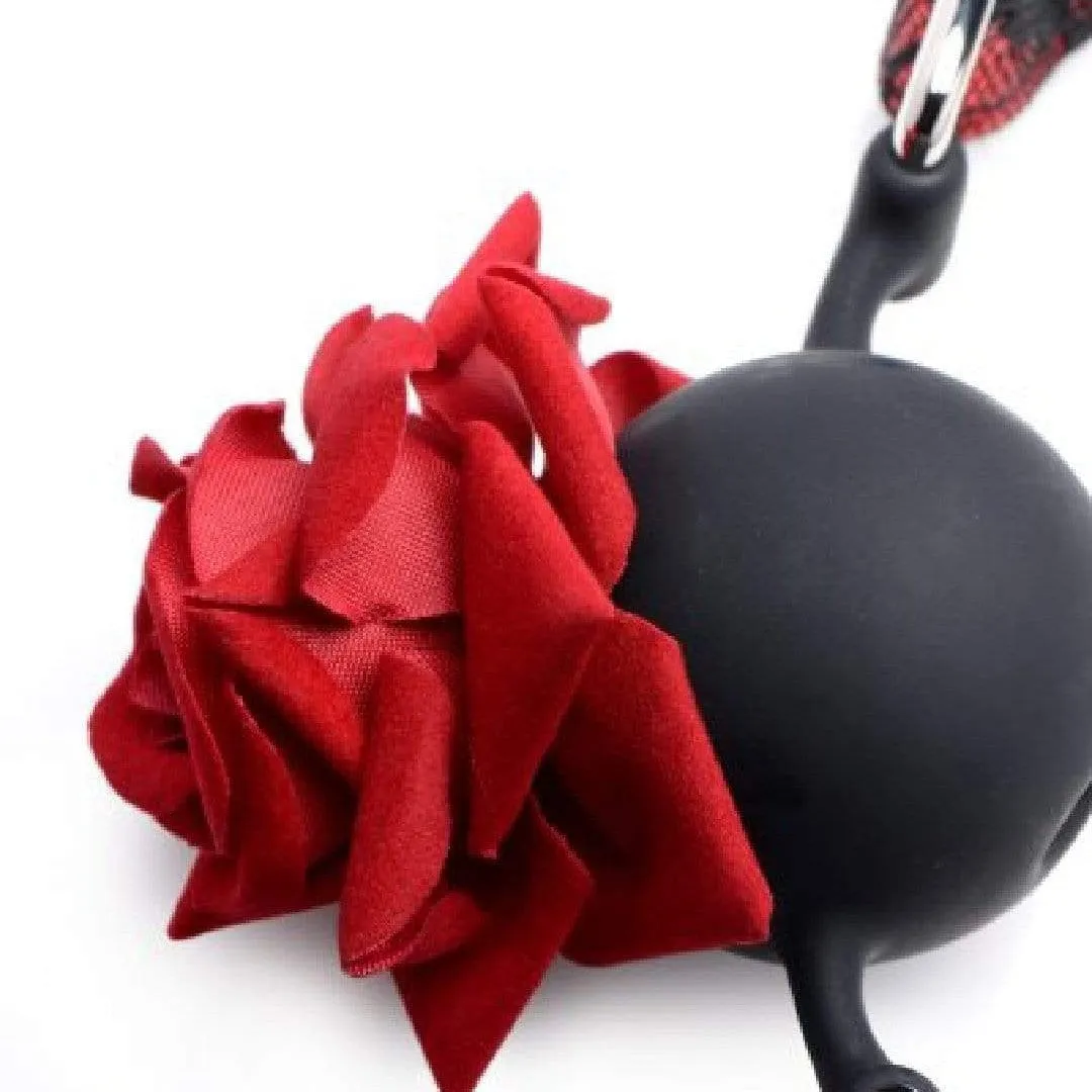 Full Bloom Silicone Ball Gag with Red Rose