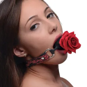 Full Bloom Silicone Ball Gag with Red Rose