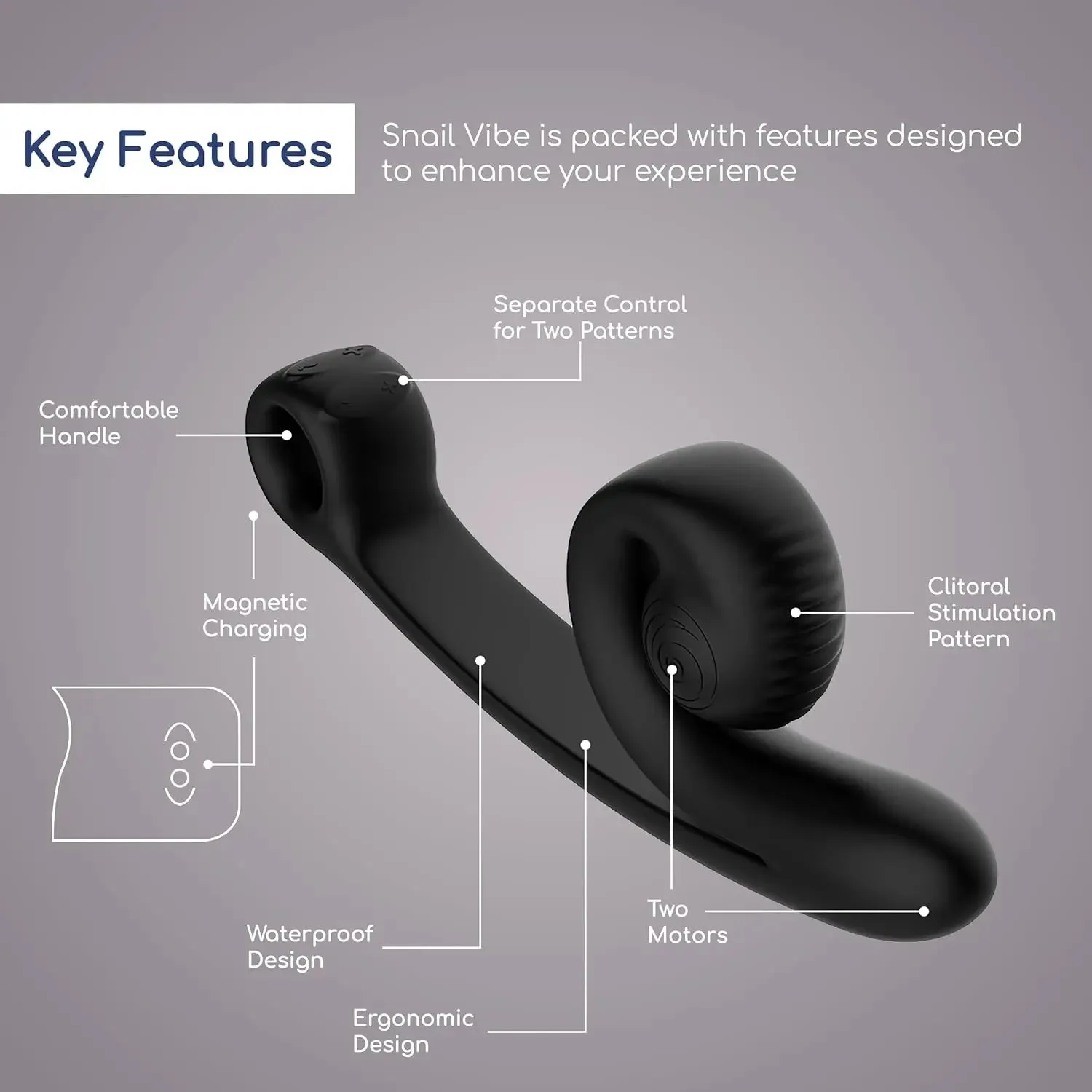 G-Spot Snail Vibrator Snail Sex Toy - Snail Vibe Curve Black G-Spot Vibrator Sex Toy