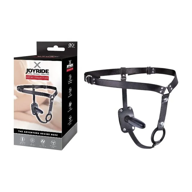 Ham X JOYRIDE Dual Delight Strap-On. cu inel pentru penis și plug anal detașabil. bretele ajustabile. negru
