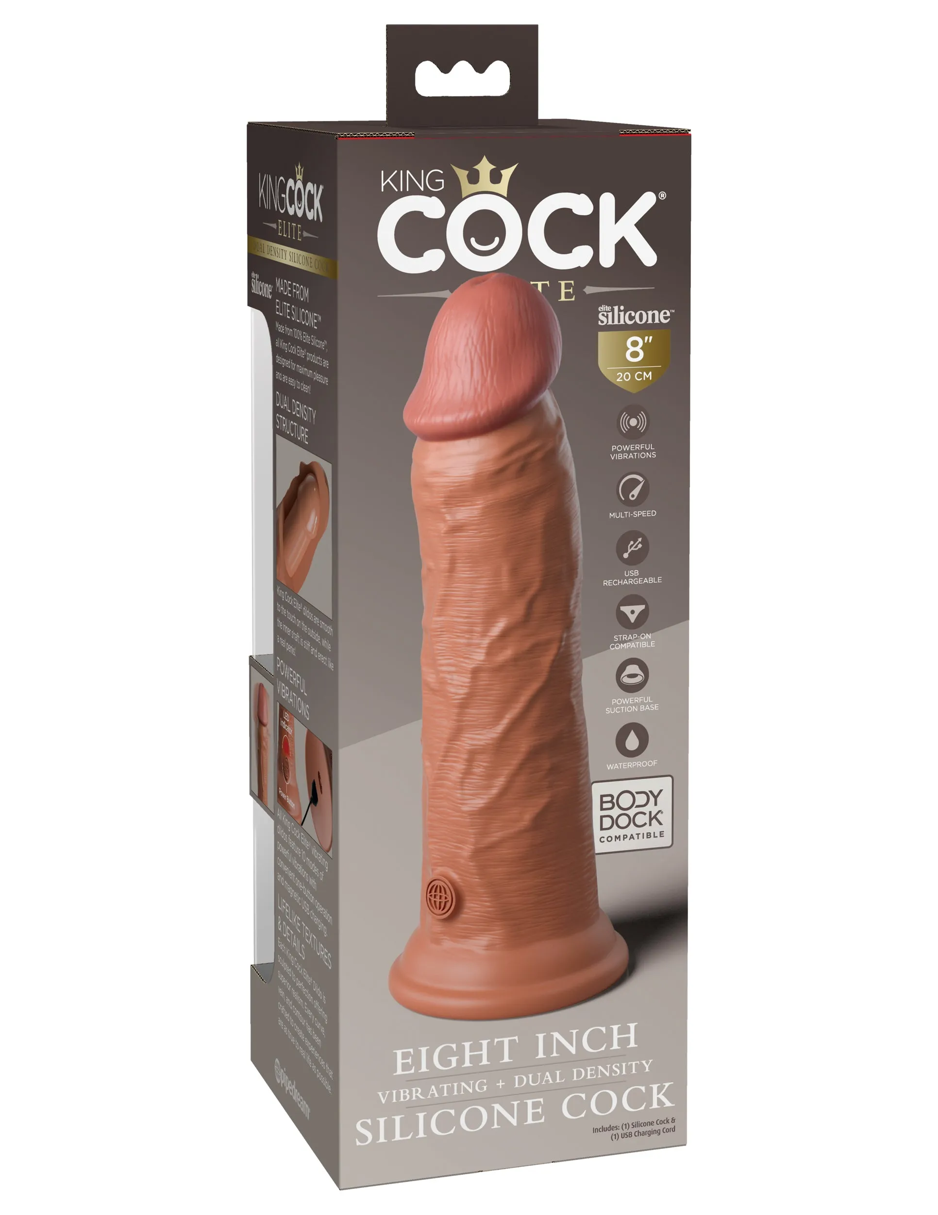 King Cock Elite 8 Vibrating Silicone Dual Density Cock