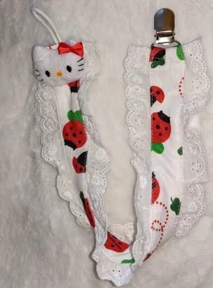 Kitty & Ladybugs Plush Ruffle Deluxe Pacifier Clip