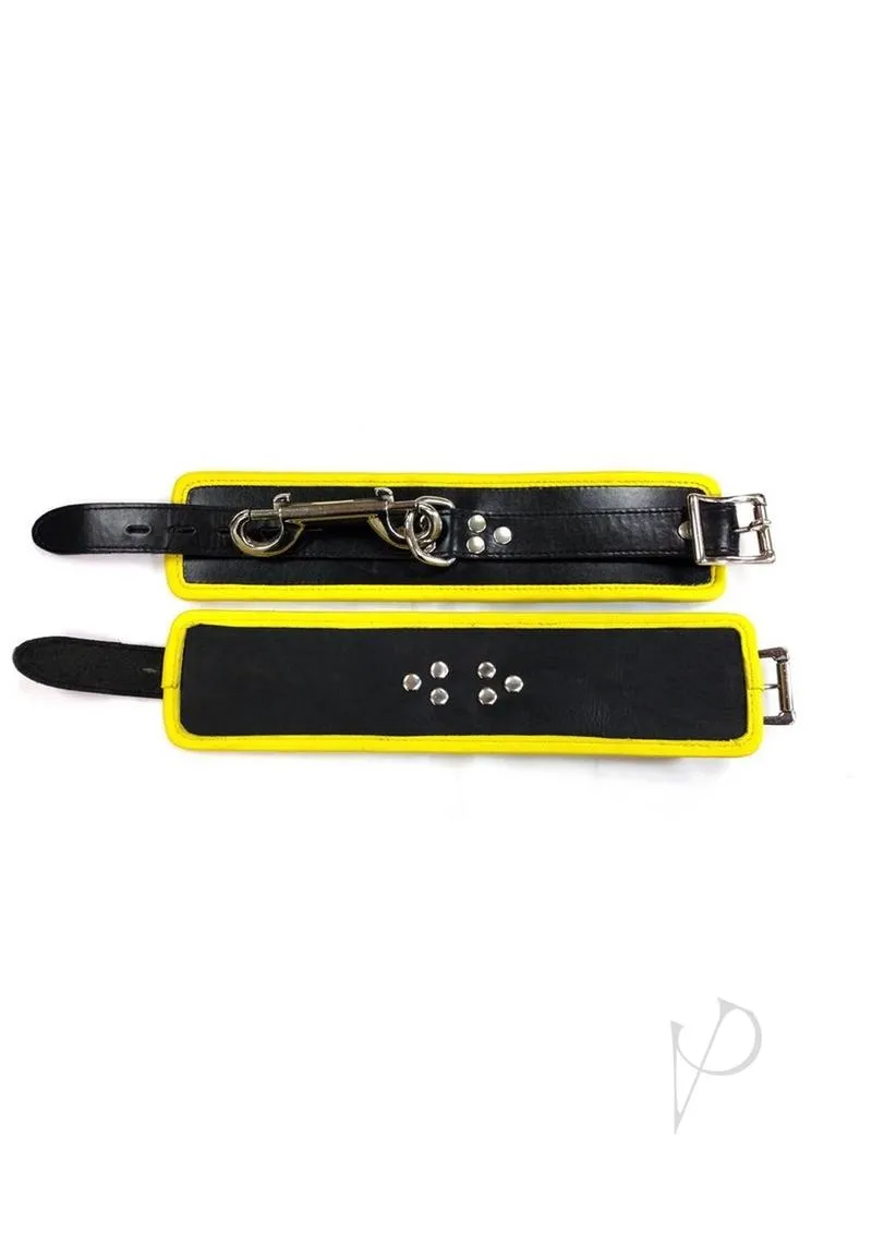 Leather Wrist Cuffs Black/yellow