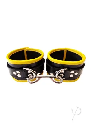 Leather Wrist Cuffs Black/yellow