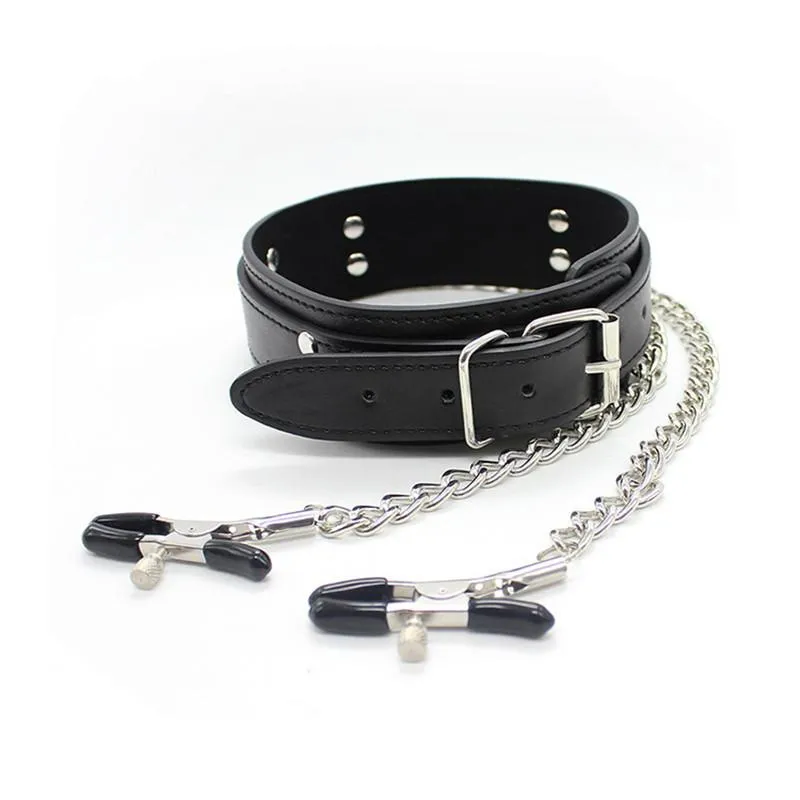 Lovemesex Faux Leather Collar with Clamps