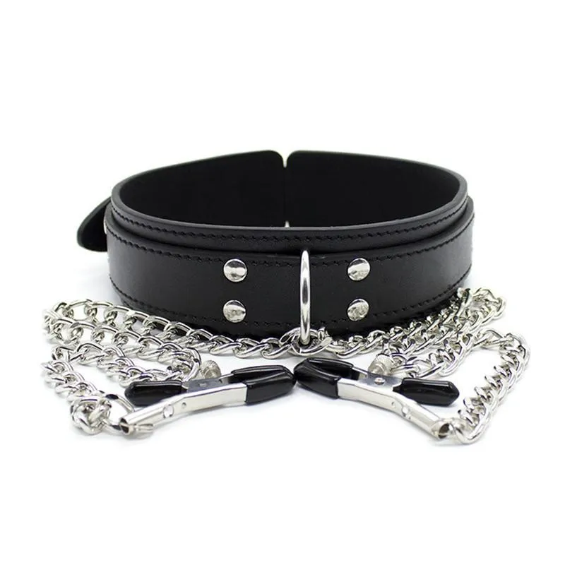 Lovemesex Faux Leather Collar with Clamps