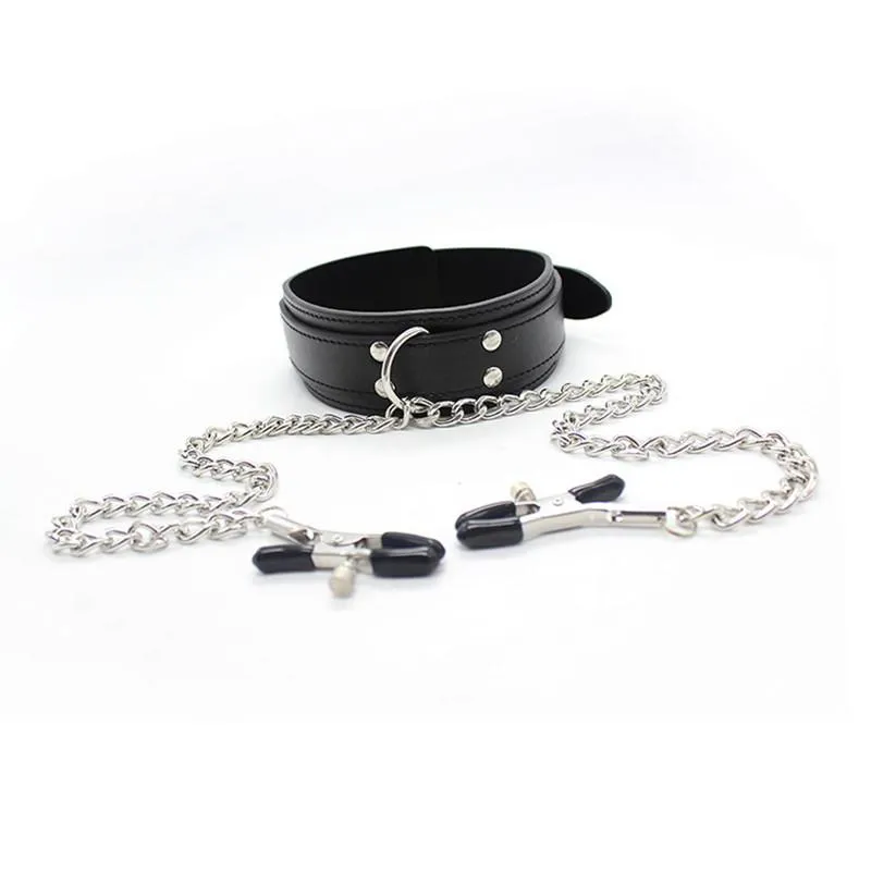Lovemesex Faux Leather Collar with Clamps
