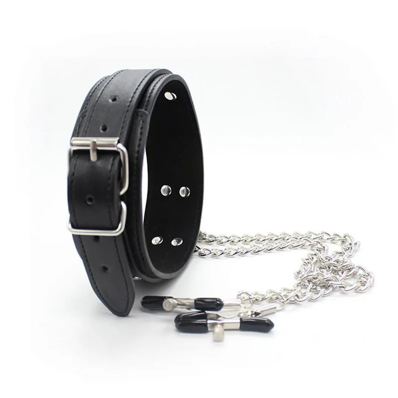 Lovemesex Faux Leather Collar with Clamps