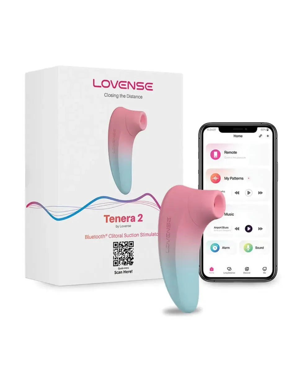 Lovense Tenera 2 Bluetooth Clitoral Suction Vibrator Sex Toy - Pink/Blue