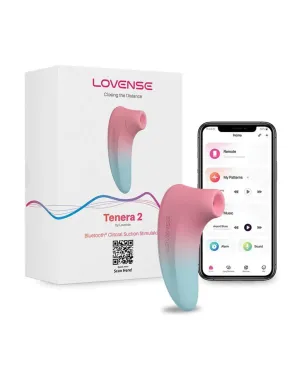 Lovense Tenera 2 Bluetooth Clitoral Suction Vibrator Sex Toy - Pink/Blue