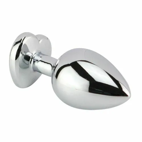 Medium Heart Base Metal Butt Plug Clear 8cm