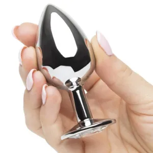 Medium Heart Base Metal Butt Plug Clear 8cm