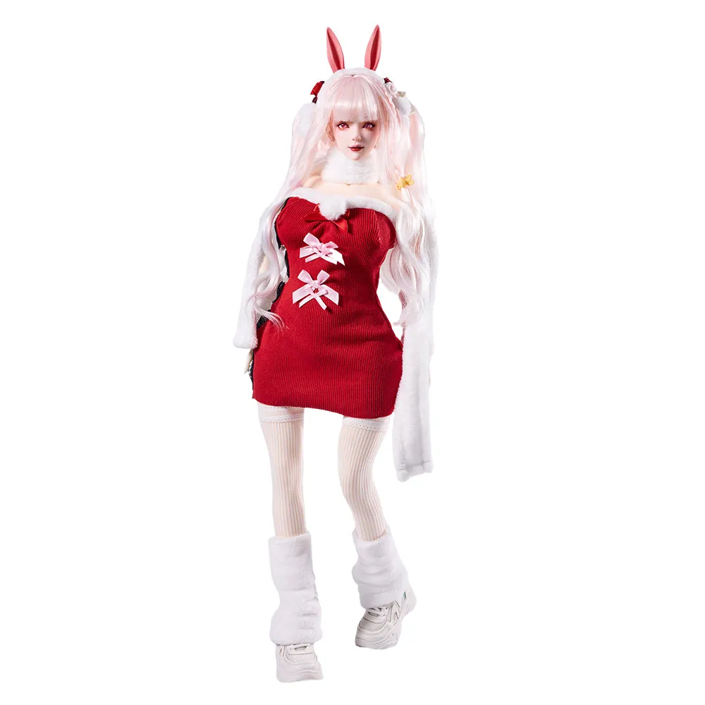 Mini Sex Doll Dress Up Red Plush Skirt Set Cosplay Clothing (For #2.3 body)