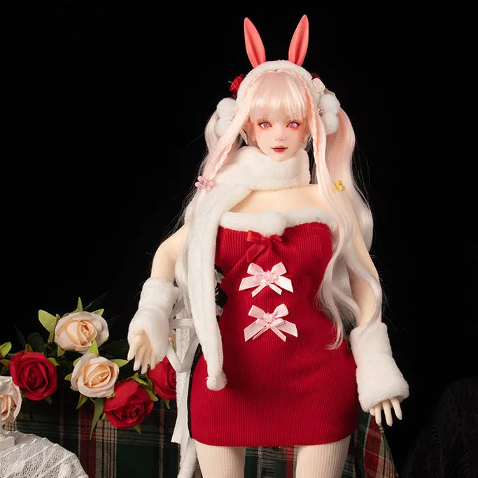 Mini Sex Doll Dress Up Red Plush Skirt Set Cosplay Clothing (For #2.3 body)