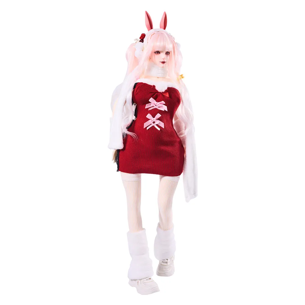 Mini Sex Doll Dress Up Red Plush Skirt Set Cosplay Clothing (For #2.3 body)