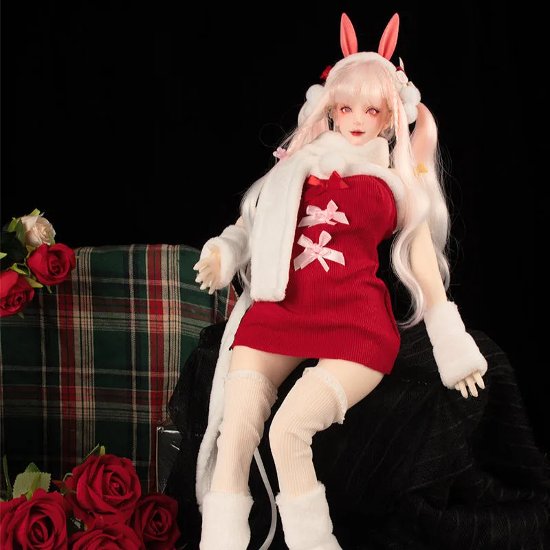 Mini Sex Doll Dress Up Red Plush Skirt Set Cosplay Clothing (For #2.3 body)