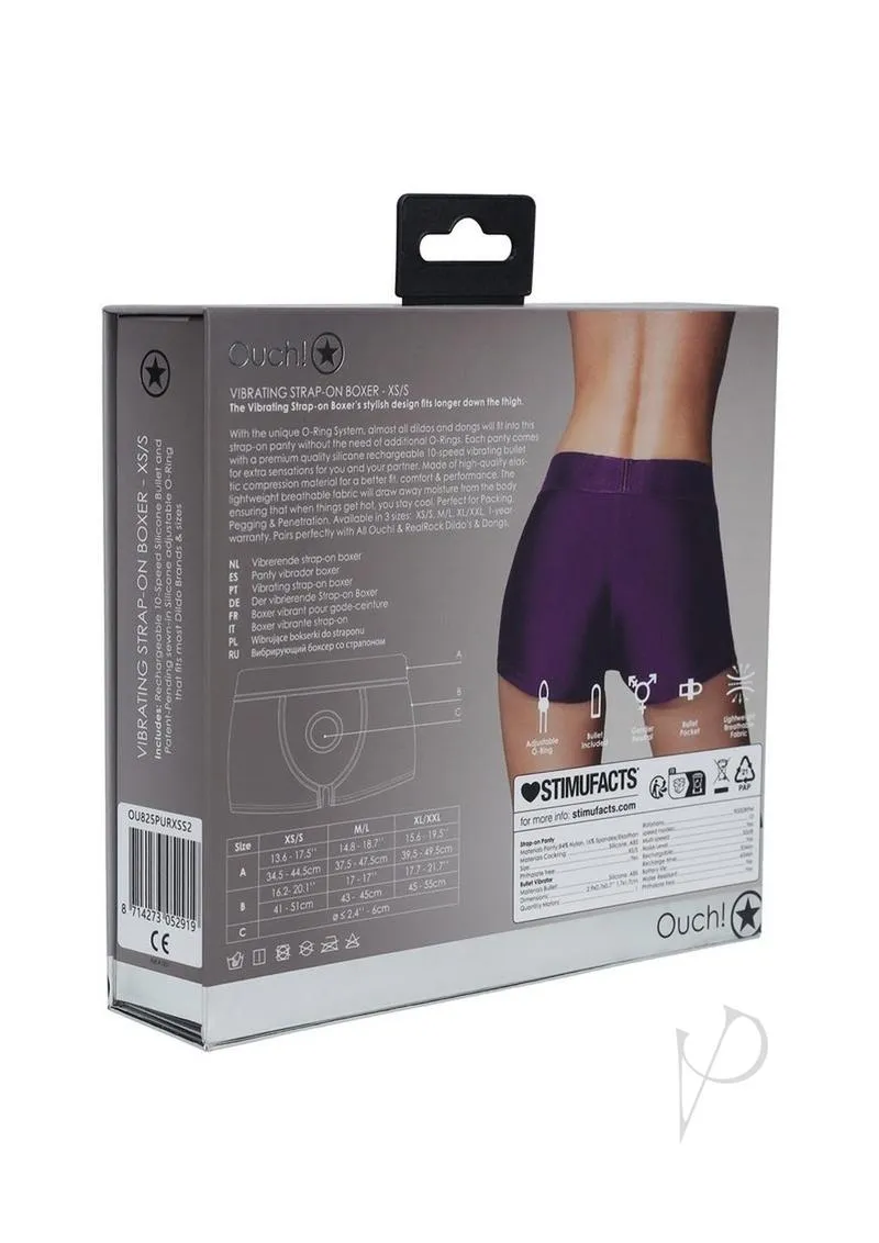 Ouch Vibe Strap On Boxer Xs/sm Purple